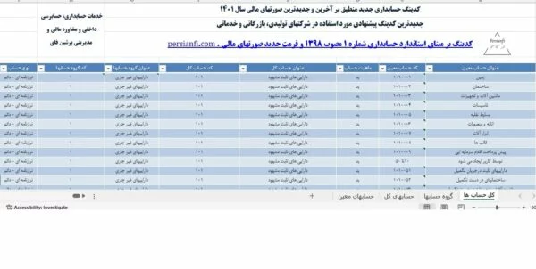 کدینگ جامع حسابداری